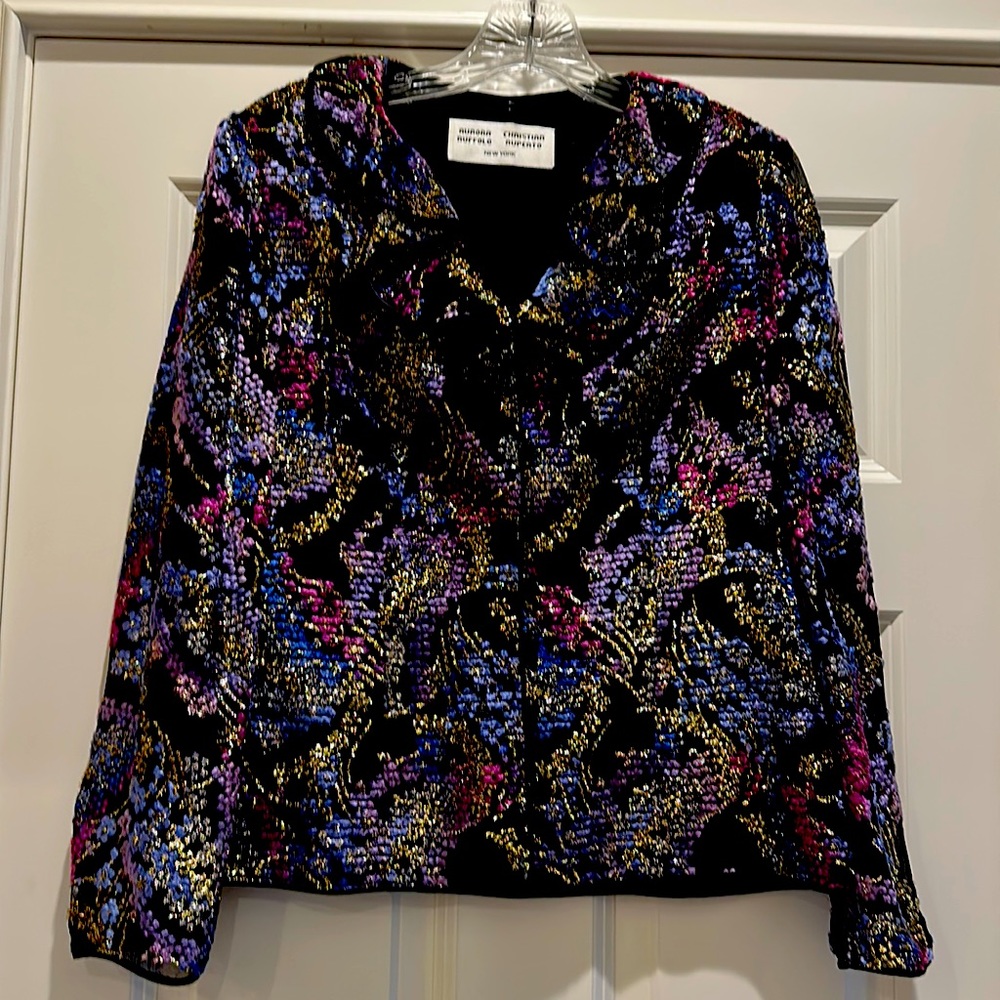 Vintage Aurora Ruffolo Christian Ruperto Quilted Floral Jacket
